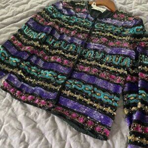 Vintage full beaded silk blazer - one of a kind